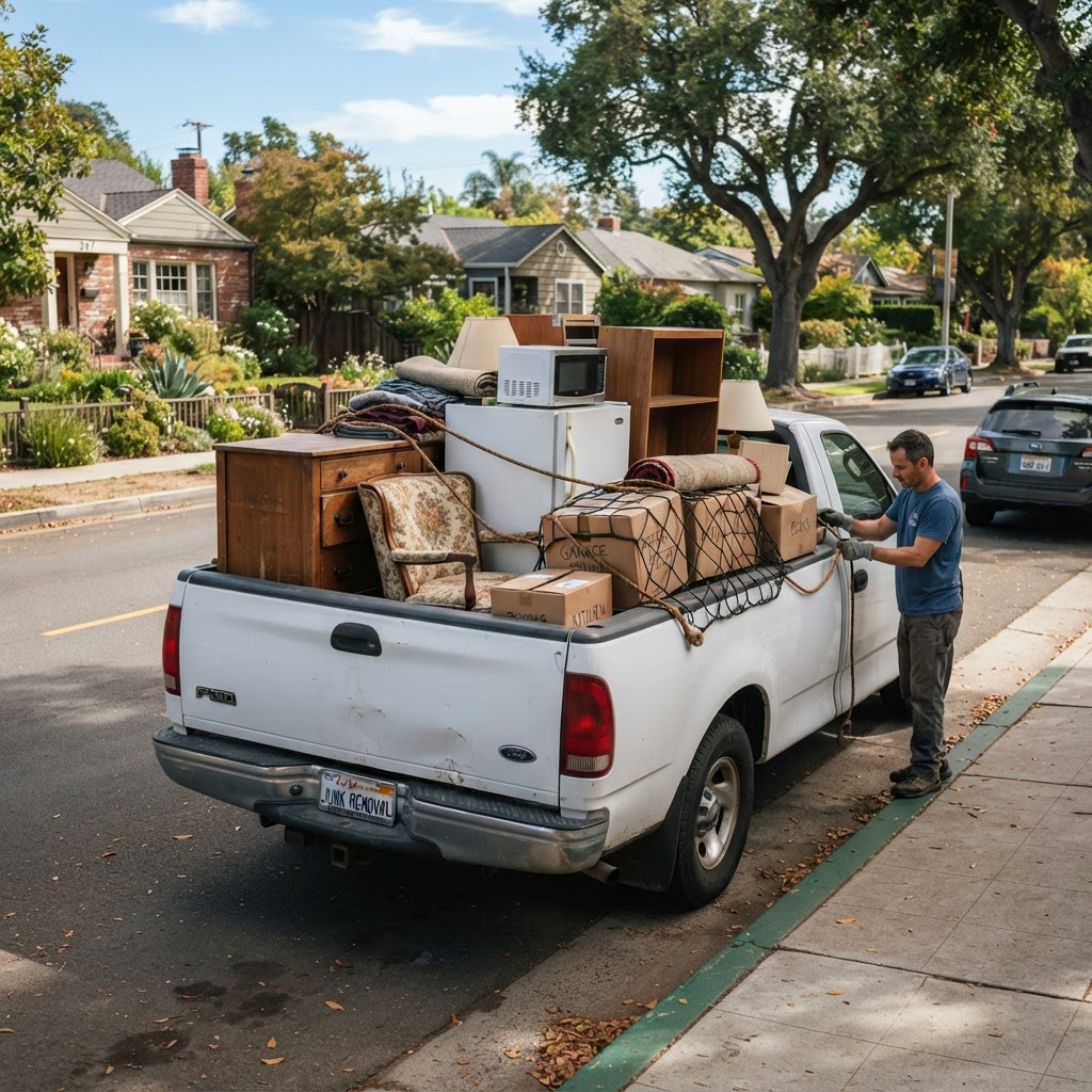 Our truck loaded with old furniture and appliances